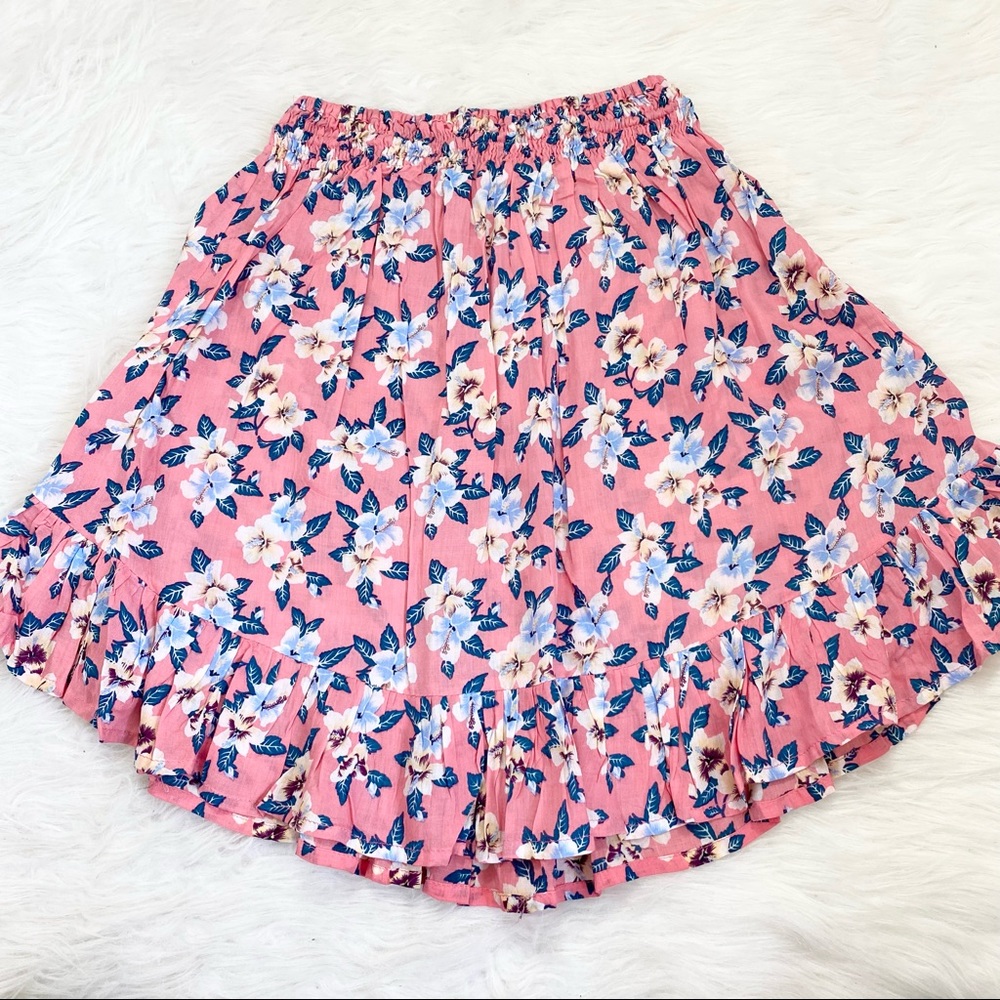 Pink Floral Print Circular Skirt - Picture 2 of 6
